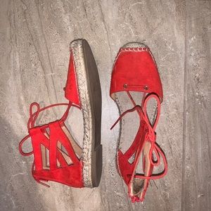 Red strappy sandals